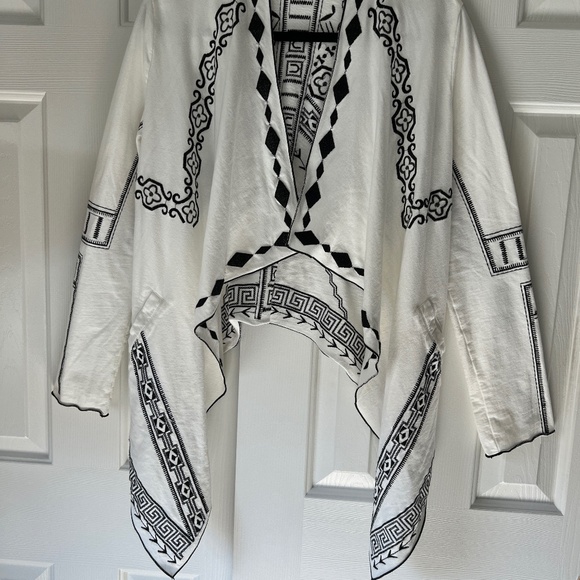 Michael Farrell Southwestern White Embroidered High Low Boho Jacket in size L - Picture 3 of 10